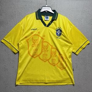 Vintage Brazil CBF Unisport Polo Soccer Jersey Size XXL Men’s